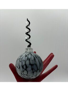 70s  Ebling & Ruess Hand Blown Molted Glass Perfume Bottle-NOS